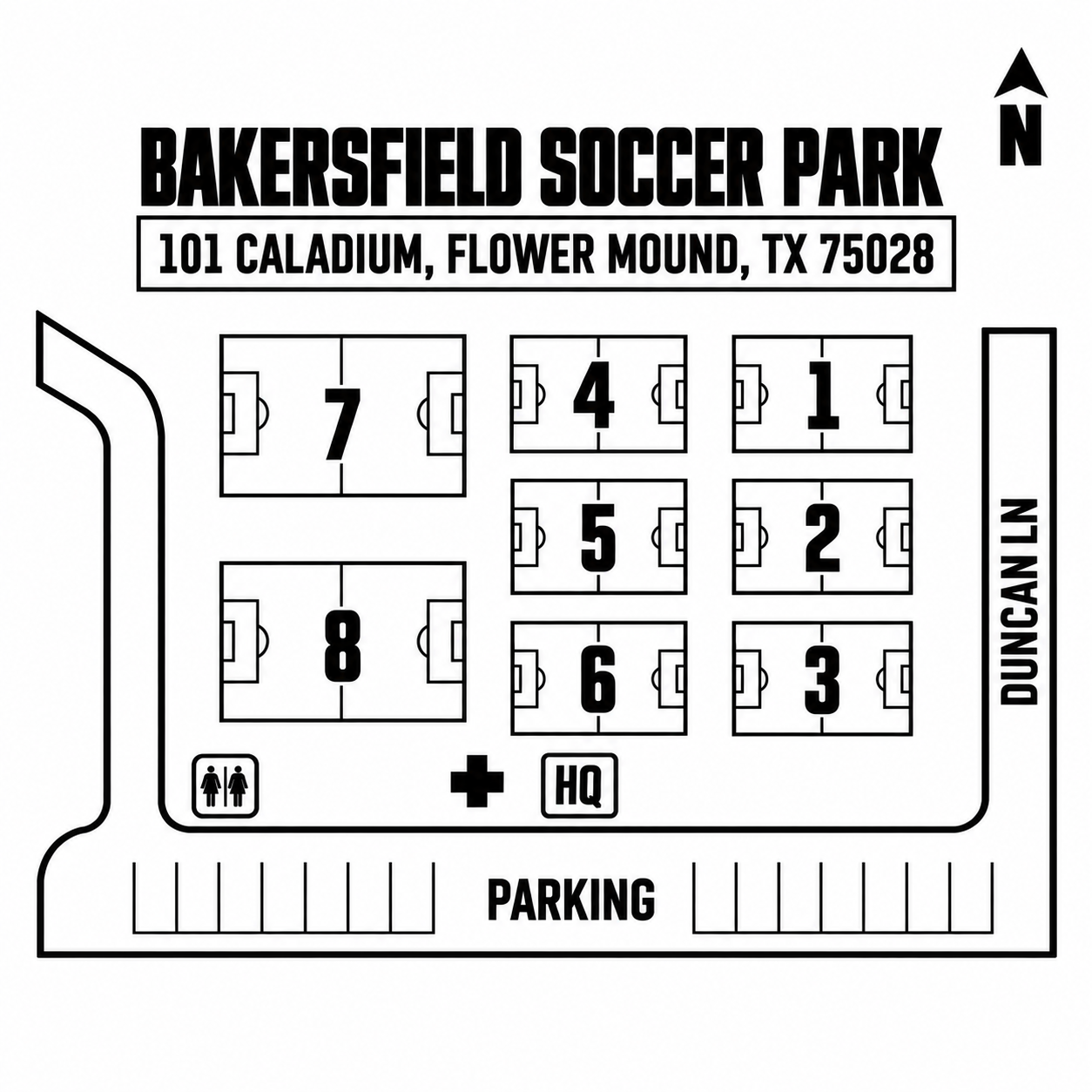 Bakersfield Soccer Park field map