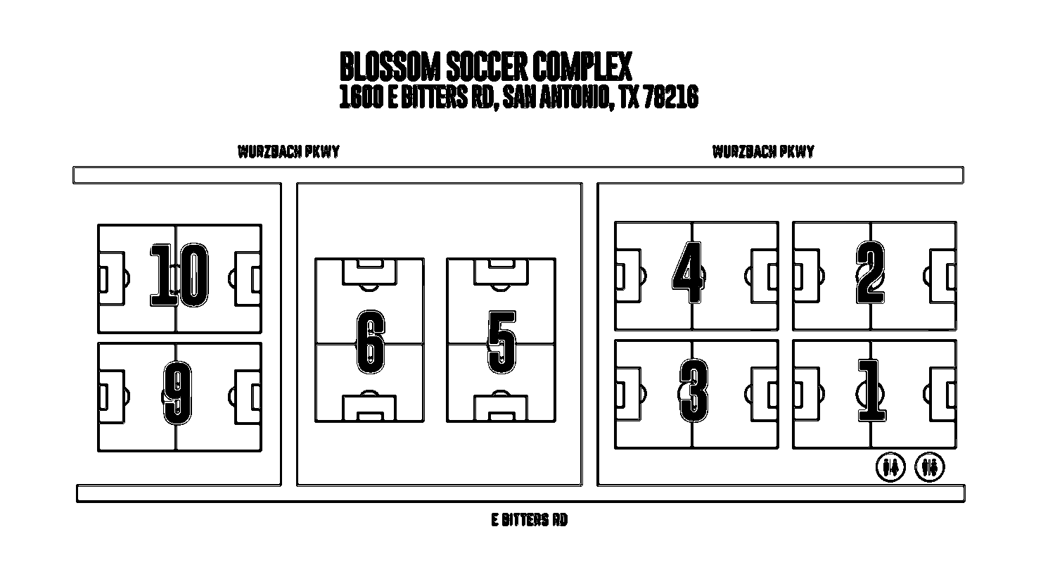 Blossom Soccer Complex field map