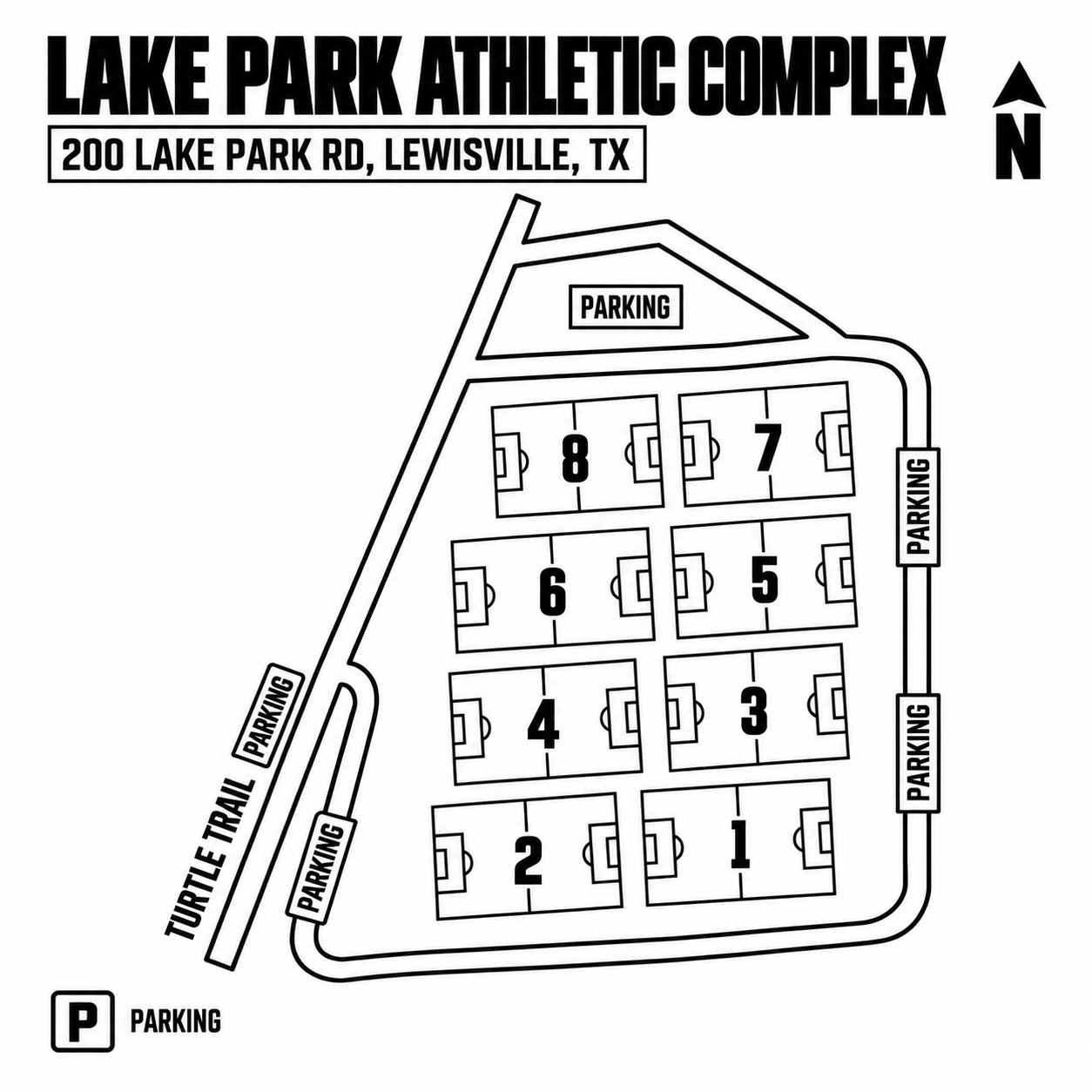 Lake Park Athletic Complex field map