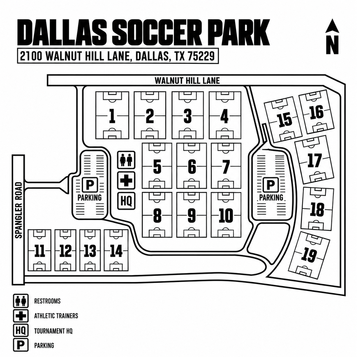 Dallas Soccer Park field map
