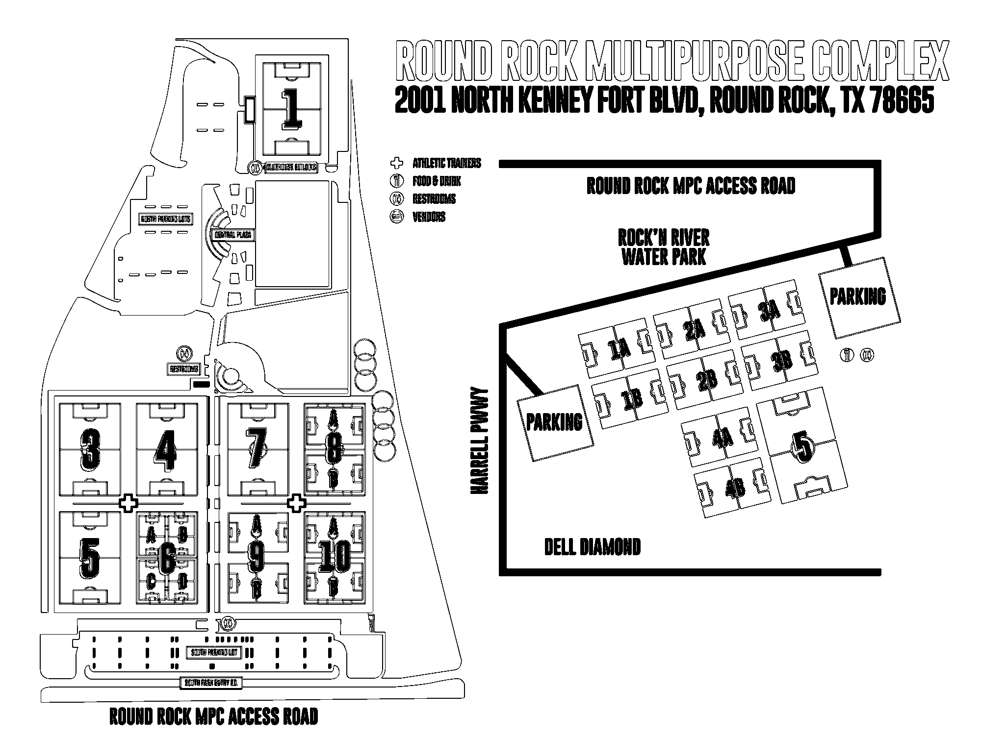 Round Rock Multipurpose Complex & Old Settlers field map