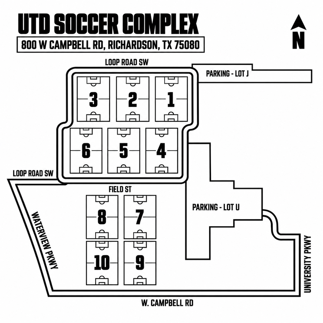 UTD Soccer Complex field map