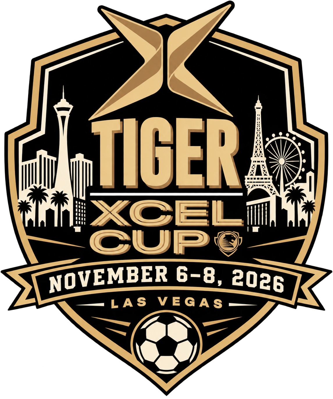 Tiger XCEL Cup Las Vegas City shield large front logo